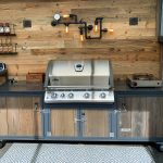 Aussenküche Iron Graublau & Holz mit Gasgrill