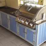 Aussen Küche Iron Taubenblau mit Napoleon Gasgrill Bilex 485 und Einbau Wokbrenner mit 14 KW