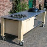 Außenküche Lux mit Holzkohle Grill und 4er Kochfeld